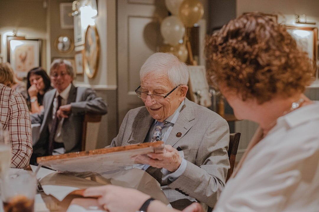 retired couple looking at documents