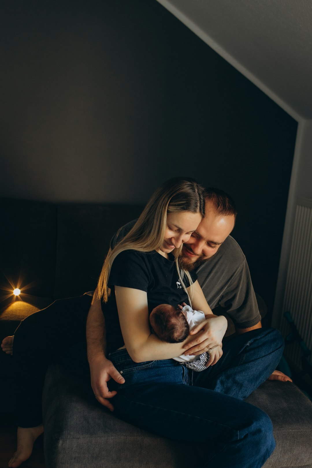 happy family in new home