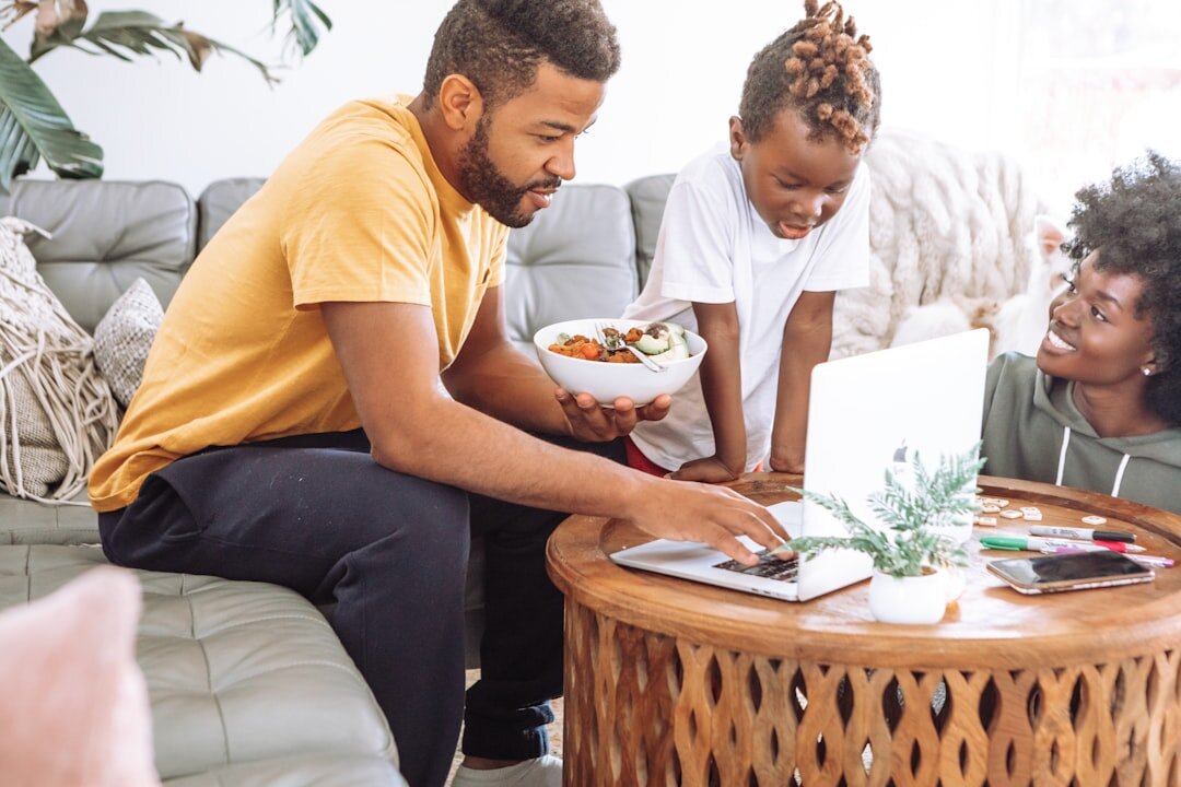 family reviewing insurance documents